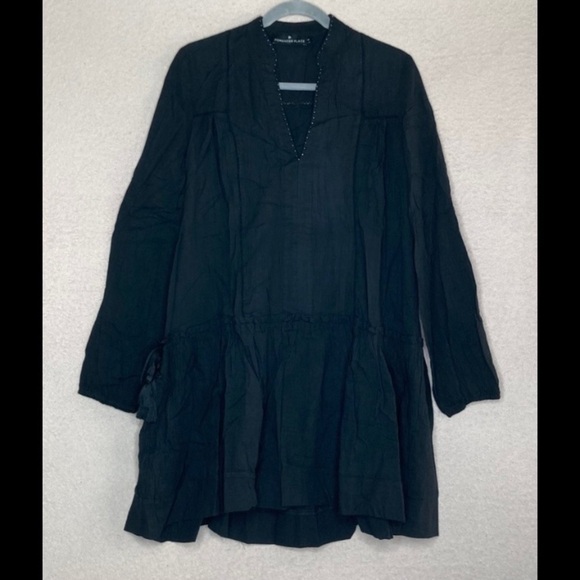 Tuckernuck Pomander Place Black Dress/Coverup-Cotton-Beaded V-Neck-Womens XS-NEW - Picture 5 of 12